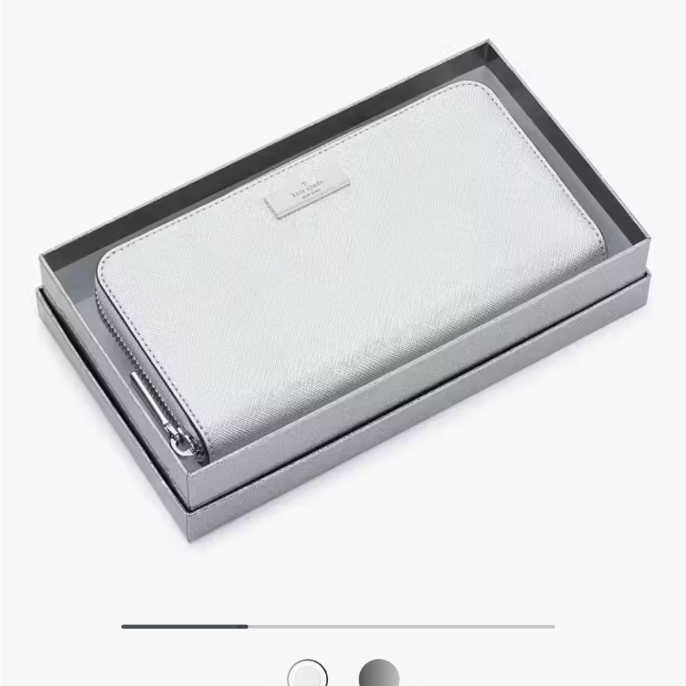 Kate Spade Silver Wallet, Kenzie Boxed Metallic Large Continental Wallet